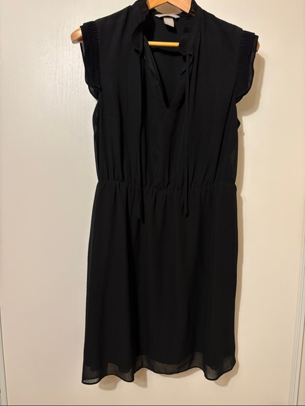 H&M Black Midi Dress Size 8 Whimsigoth Pullover Sheer Ruffle Layers Ethereal Emo